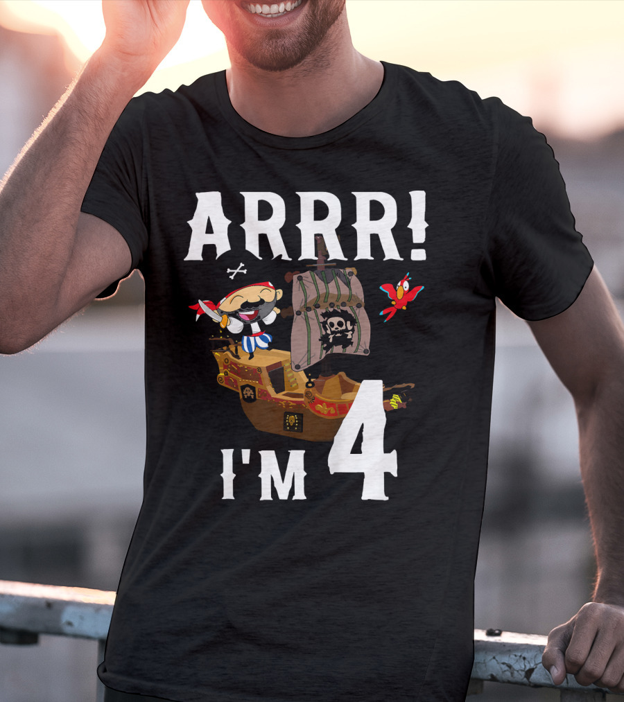 ARRR I'm 4 Pirate Birthday Kids T-Shirt