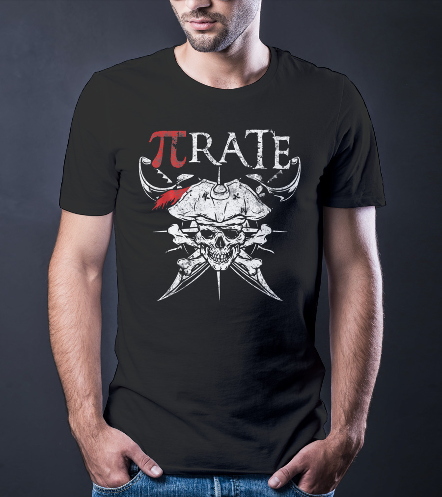 Pi Rate Pirate Skull With Crossbones Math Humor National Pi Day T-Shirt