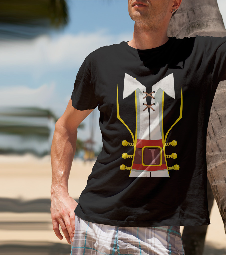 Pirate Buccaneer Halloween Costume Corset Vest Buckle T-Shirt