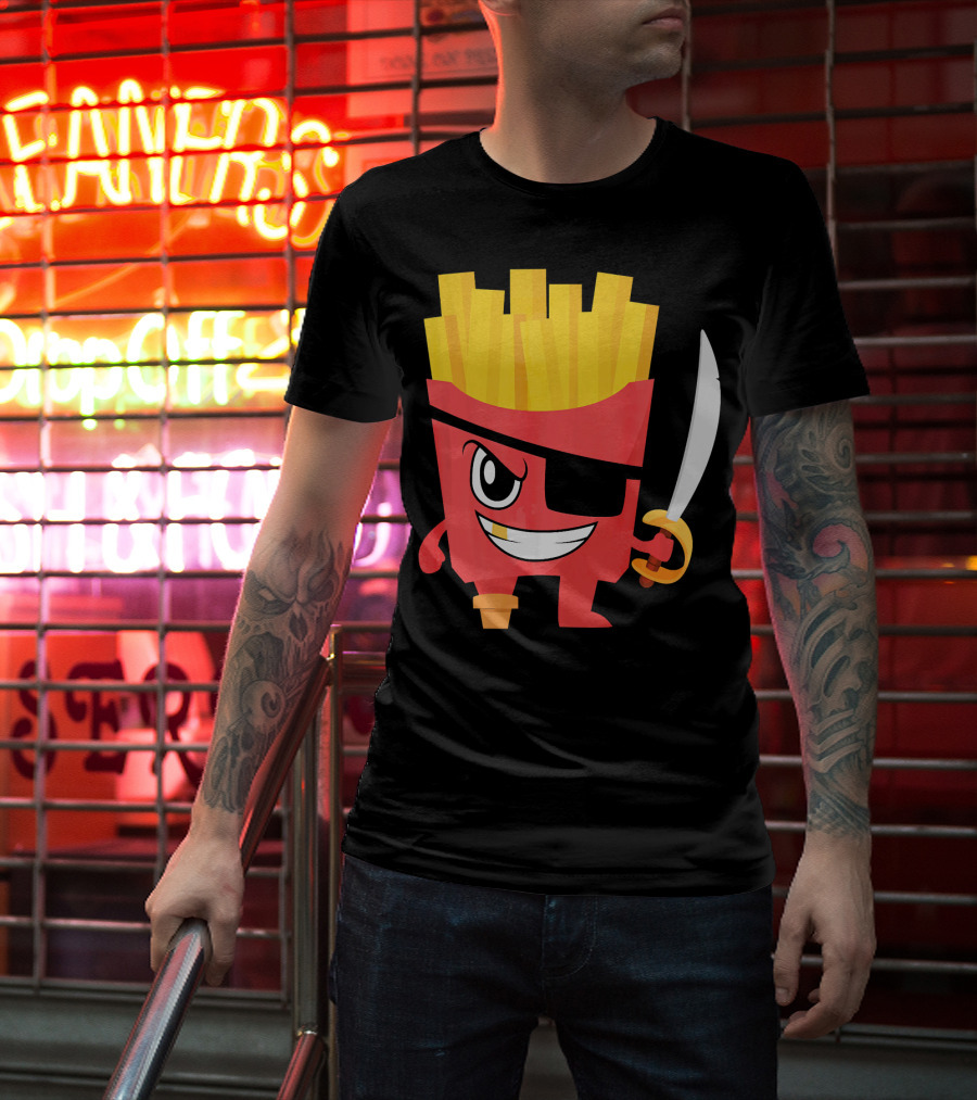 Pirate French Fry Box With Eyepatch And Sword T-Shirt