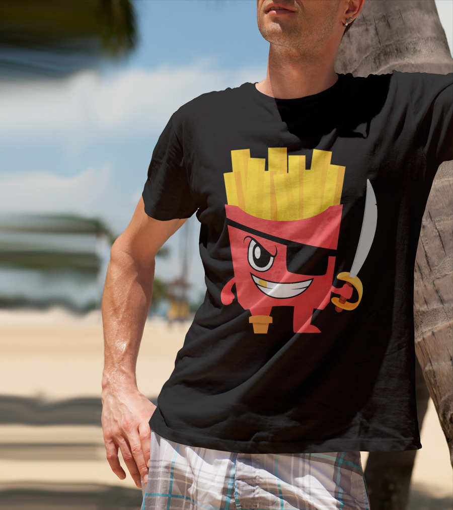 Pirate French Fry Box With Eyepatch And Sword T-Shirt