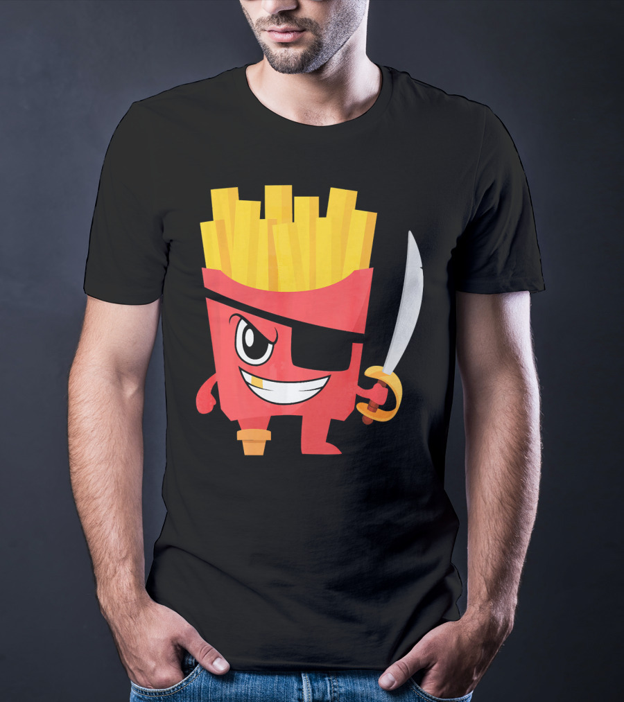 Pirate French Fry Box With Eyepatch And Sword T-Shirt
