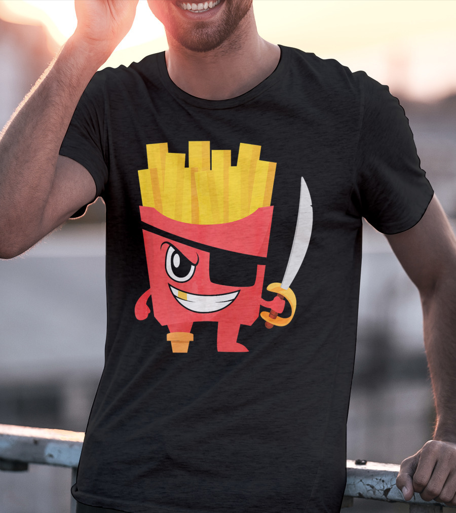 Pirate French Fry Box With Eyepatch And Sword T-Shirt