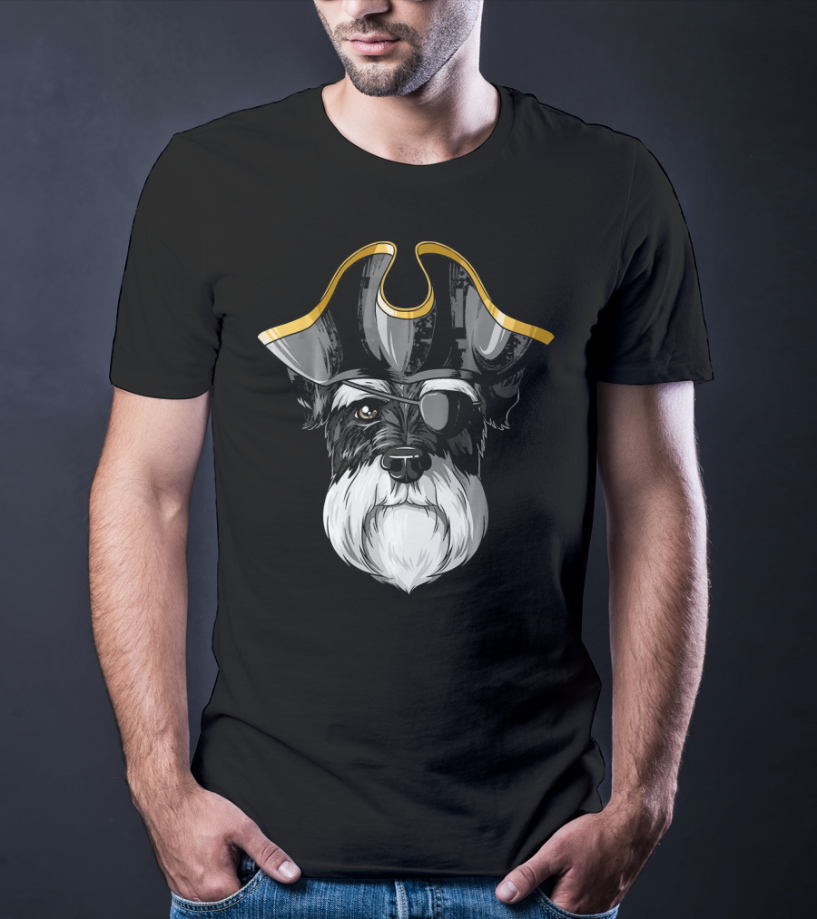 Pirate Schnauzer With Eyepatch And Pirate Hat T-Shirt