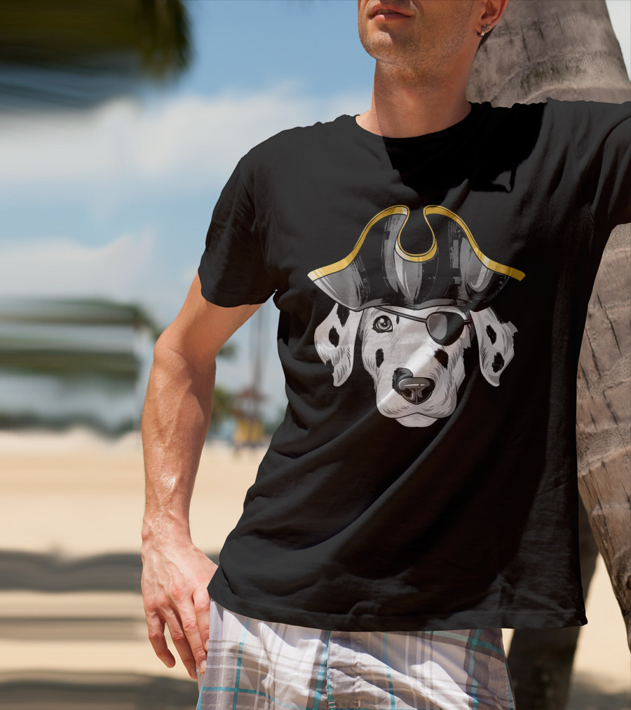 Pirate Dalmatian Eyepatch Tricorn Hat Dalmatian T-Shirt