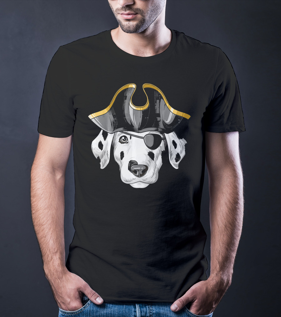 Pirate Dalmatian Eyepatch Tricorn Hat Dalmatian T-Shirt