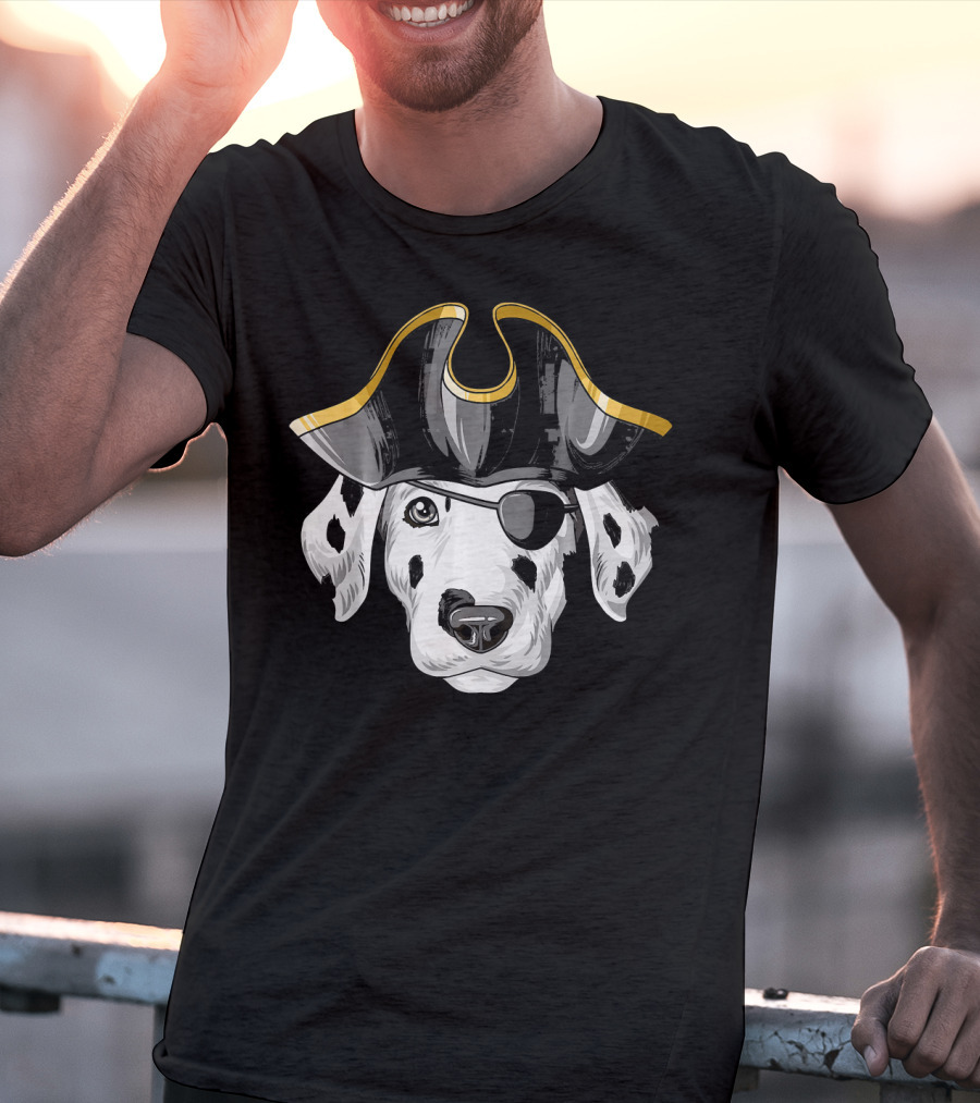 Pirate Dalmatian Eyepatch Tricorn Hat Dalmatian T-Shirt
