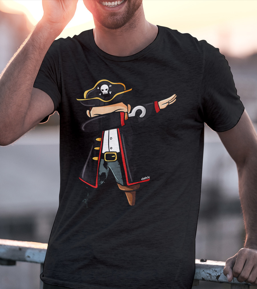 Dabbing Pirate Skull Hat Hook Arm Funny Pirates Dab T-Shirt