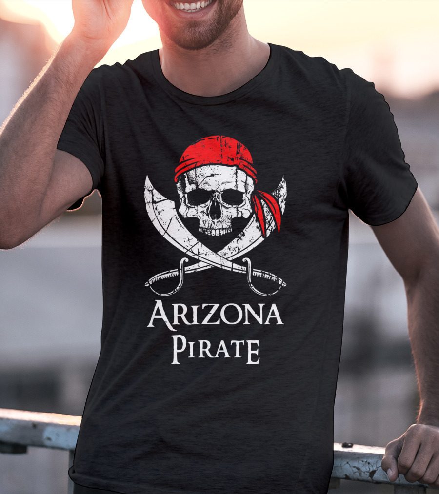 Arizona Pirate Skull And Crossed Swords Flag T-Shirt