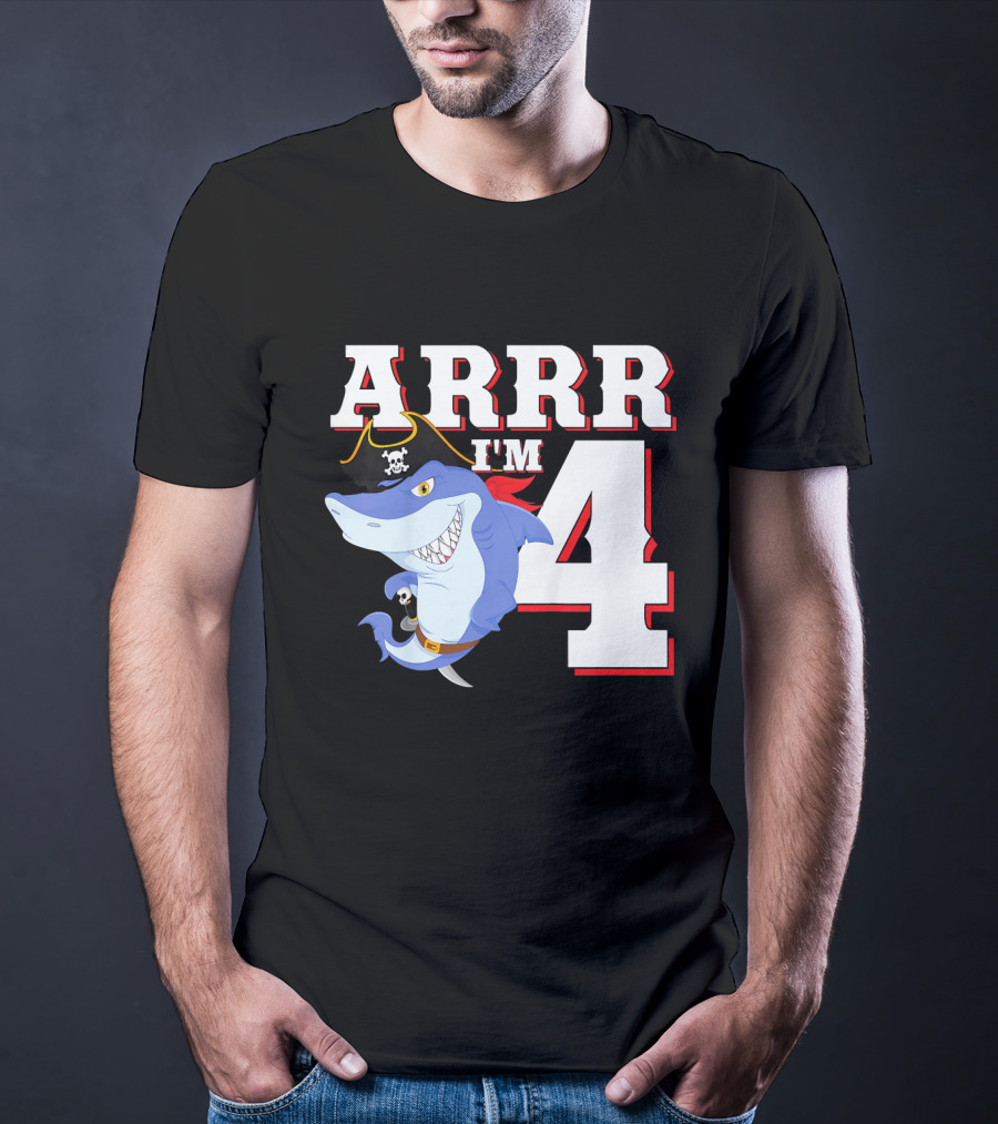 ARRR I'm 4 Kids Pirate Shark Birthday T-Shirt