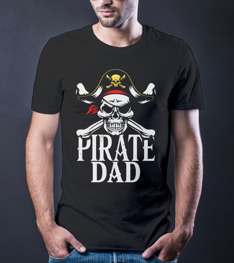Pirate Dad Skull And Crossbones Funny Lon T-Shirt