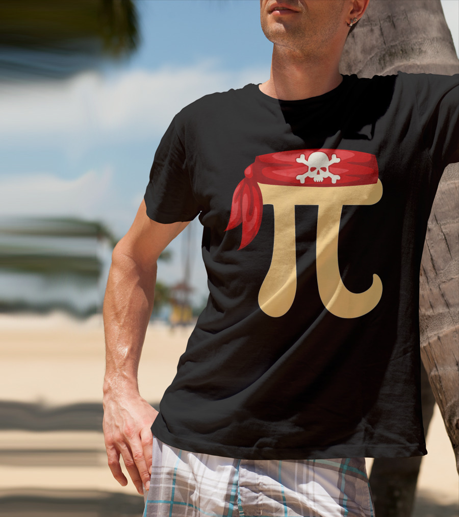 Pirate Pi Skull Crossbones Halloween Costume Math Pie T-Shirt