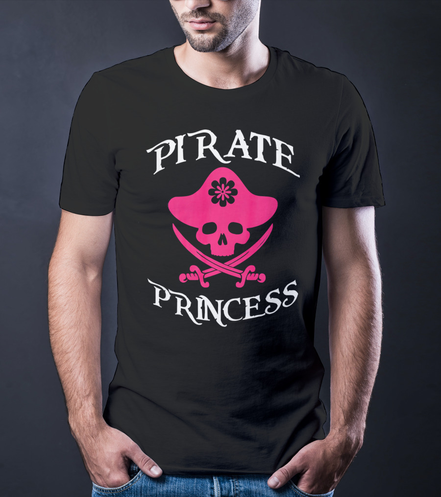 Pirate Princess Pink Skull And Crossed Swords T-Shirt