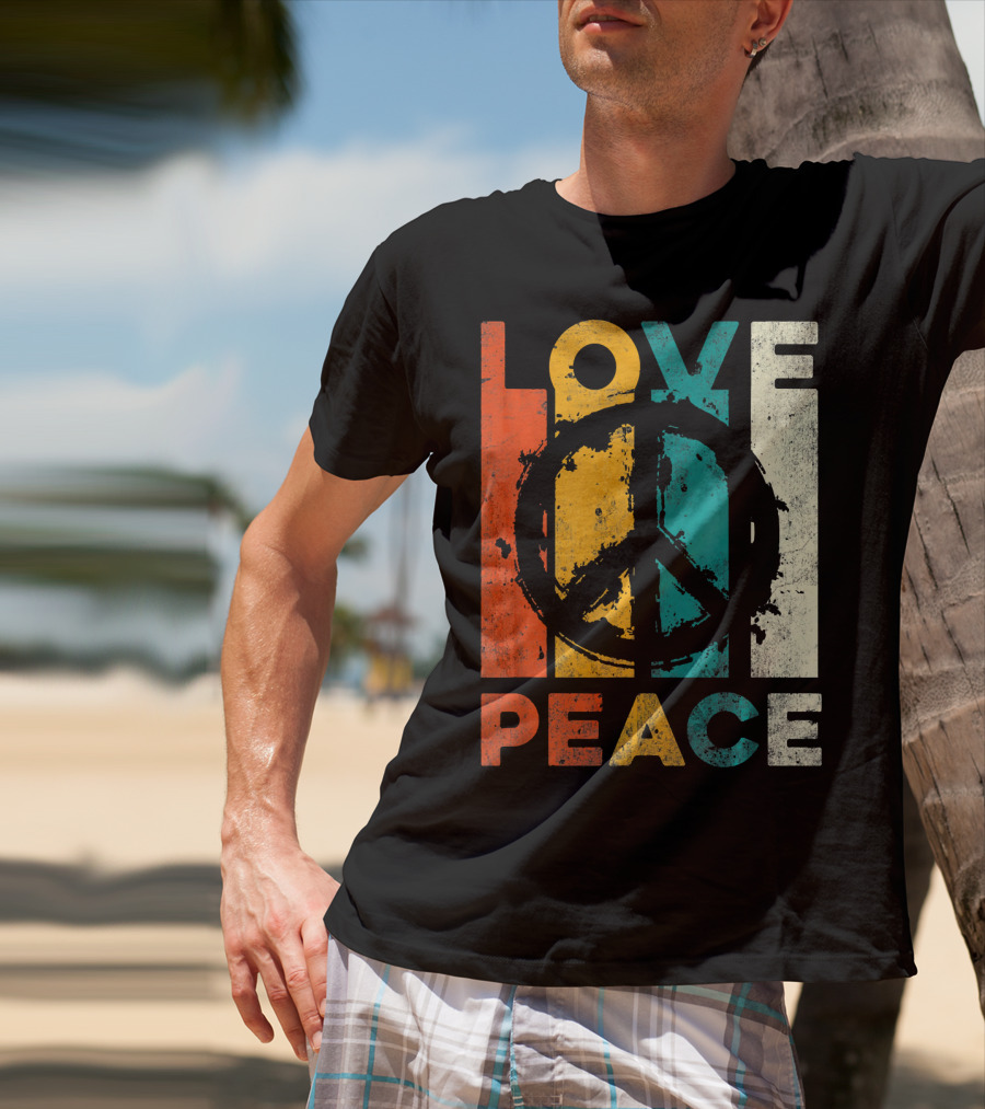 Love Peace Retro 60s 70s Vibe With Tie Dye Peace Sign T-Shirt