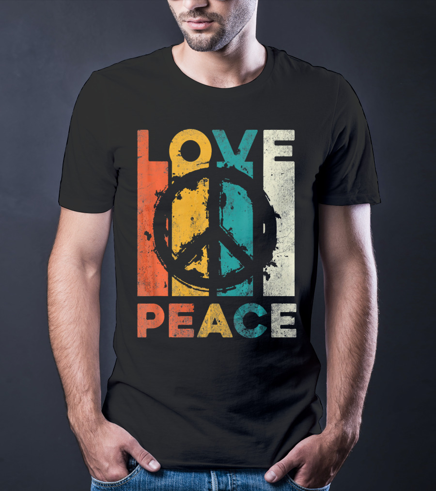 Love Peace Retro 60s 70s Vibe With Tie Dye Peace Sign T-Shirt