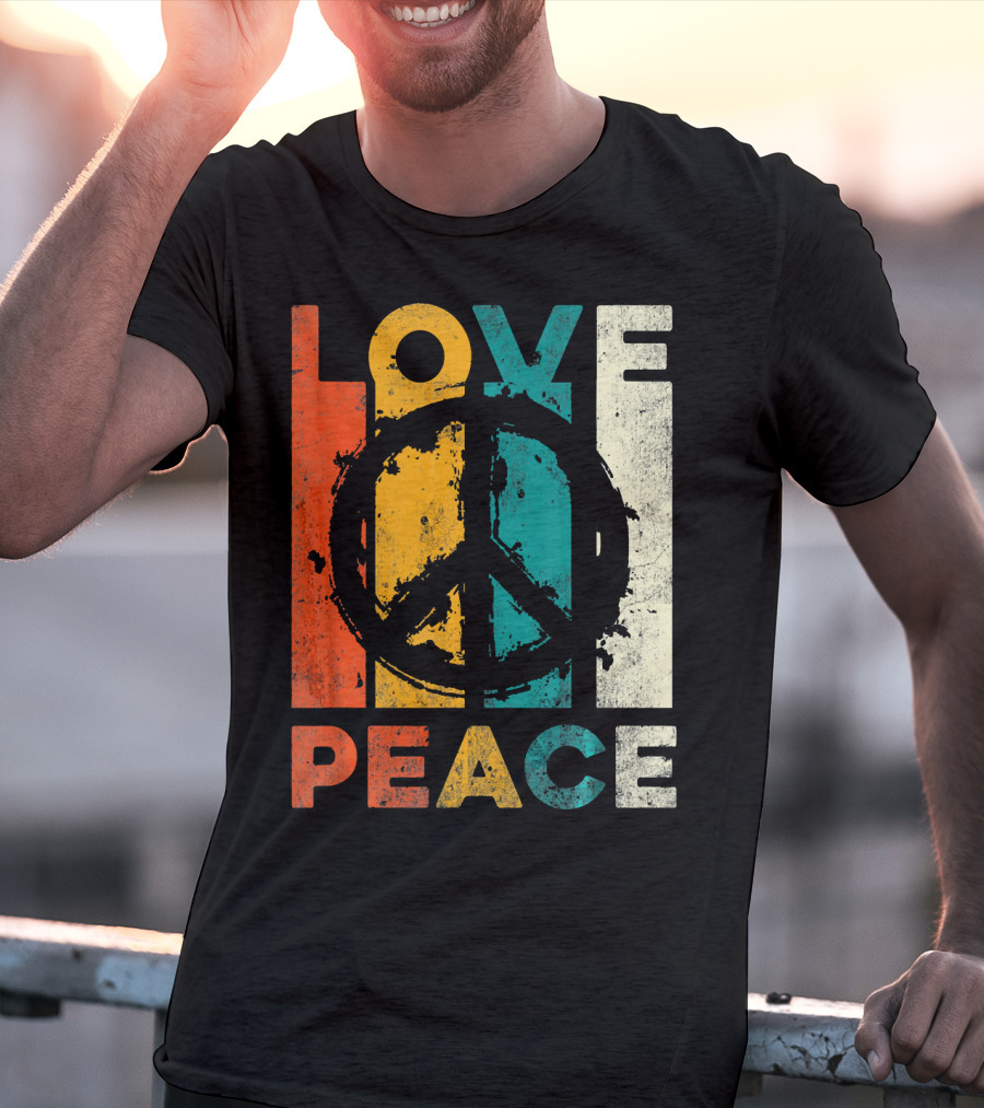 Love Peace Retro 60s 70s Vibe With Tie Dye Peace Sign T-Shirt