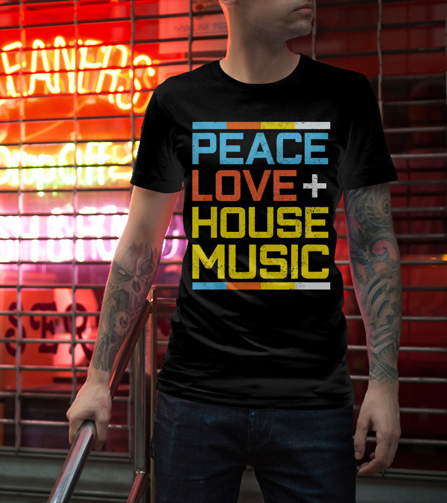 Peace Love House Music Vintage Retro T-Shirt
