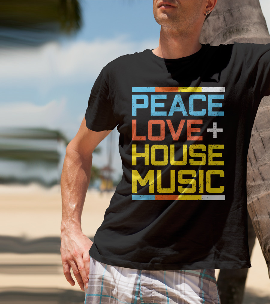 Peace Love House Music Vintage Retro T-Shirt