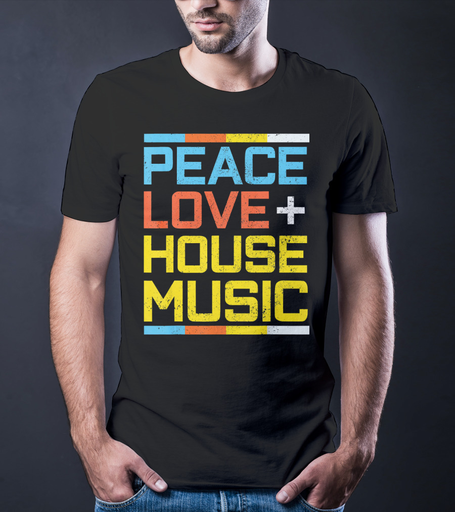 Peace Love House Music Vintage Retro T-Shirt