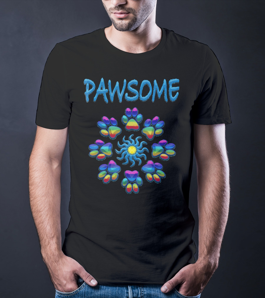 Pawsome Tye Dye Peace Paws Mandala T-Shirt