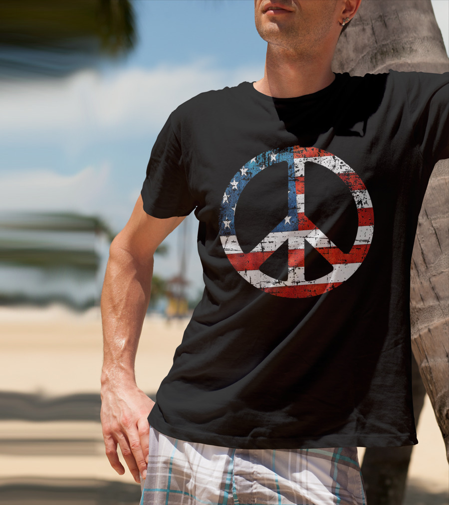 Peace Sign American Flag USA Peac T-Shirt