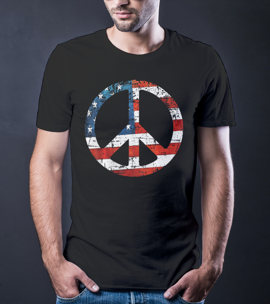 Peace Sign American Flag USA Peac T-Shirt