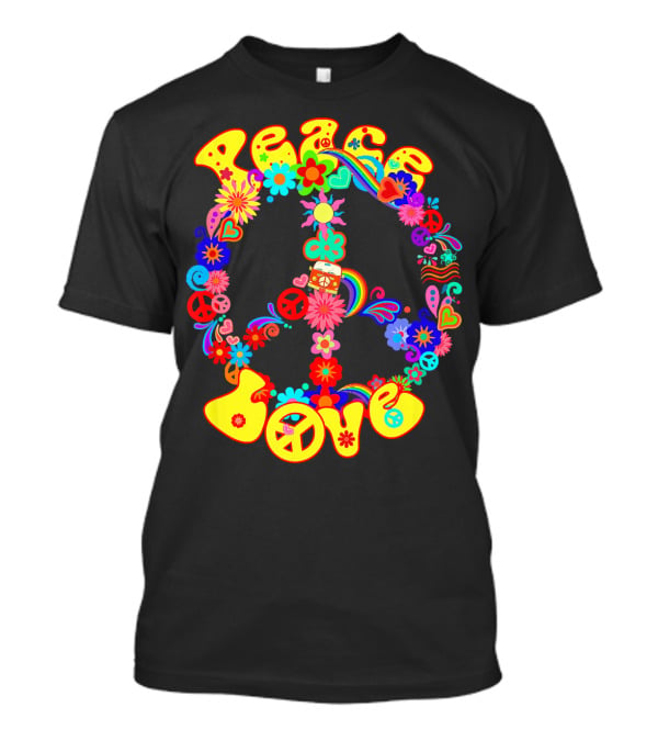 Peace Love Hippie Peace Sign Groovy 60s 70s Flower Power T-Shirt