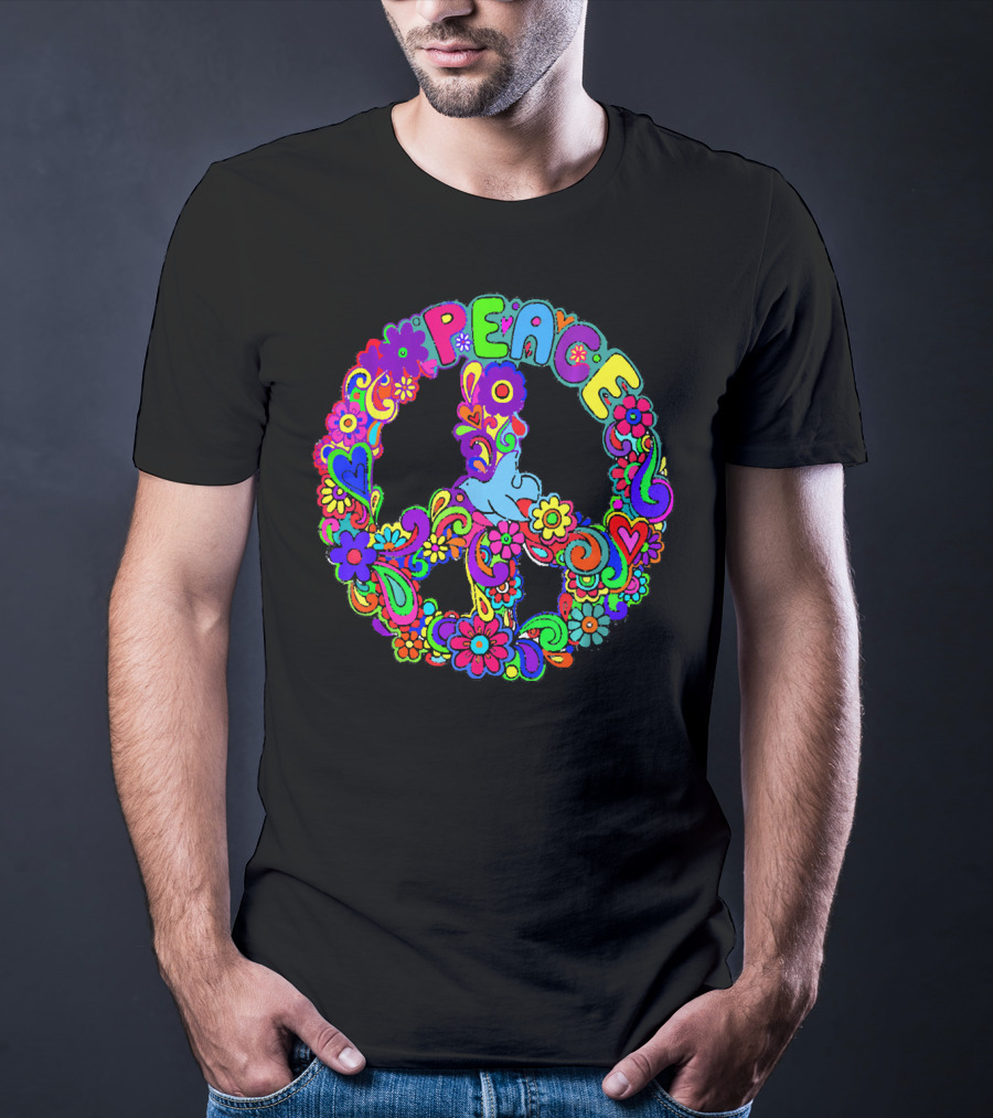 Diva Duds Colorful Floral Peace Sign T-Shirt