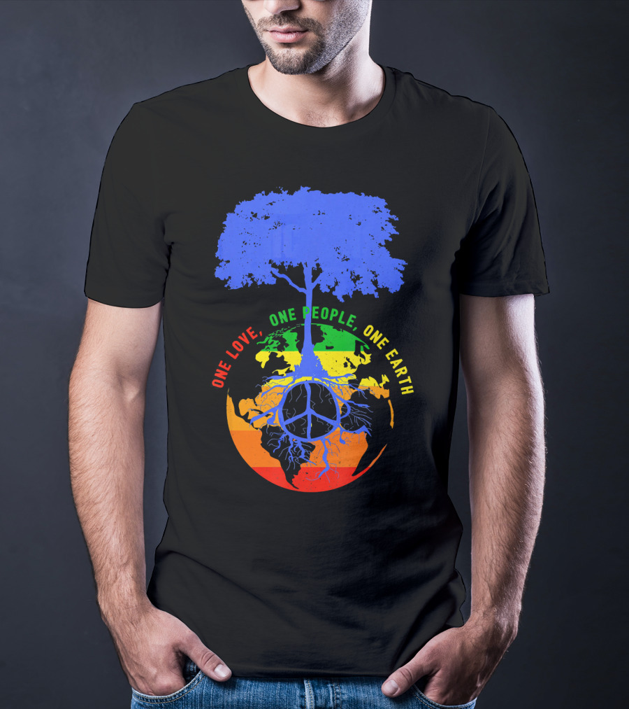 One Love One People One Earth Peace Tree Earth Day T-Shirt