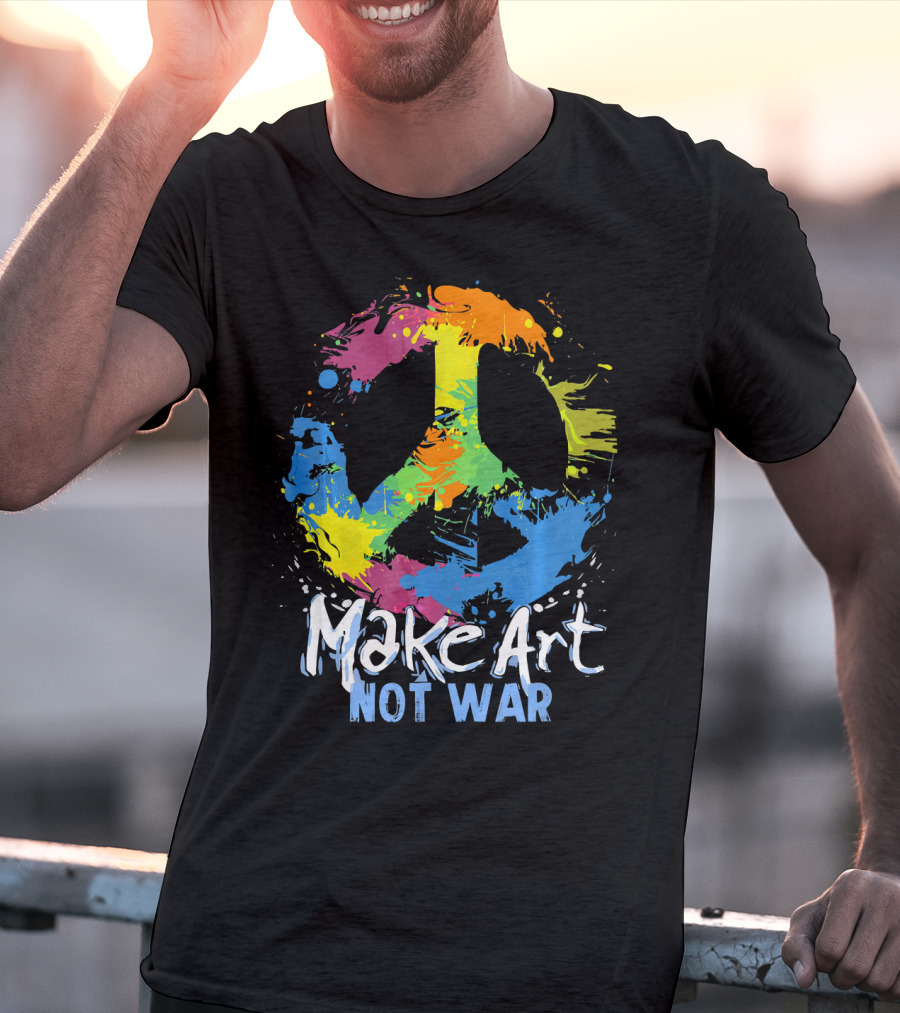 Make Art Not War Peace Symbol Colorful Splatter T-Shirt