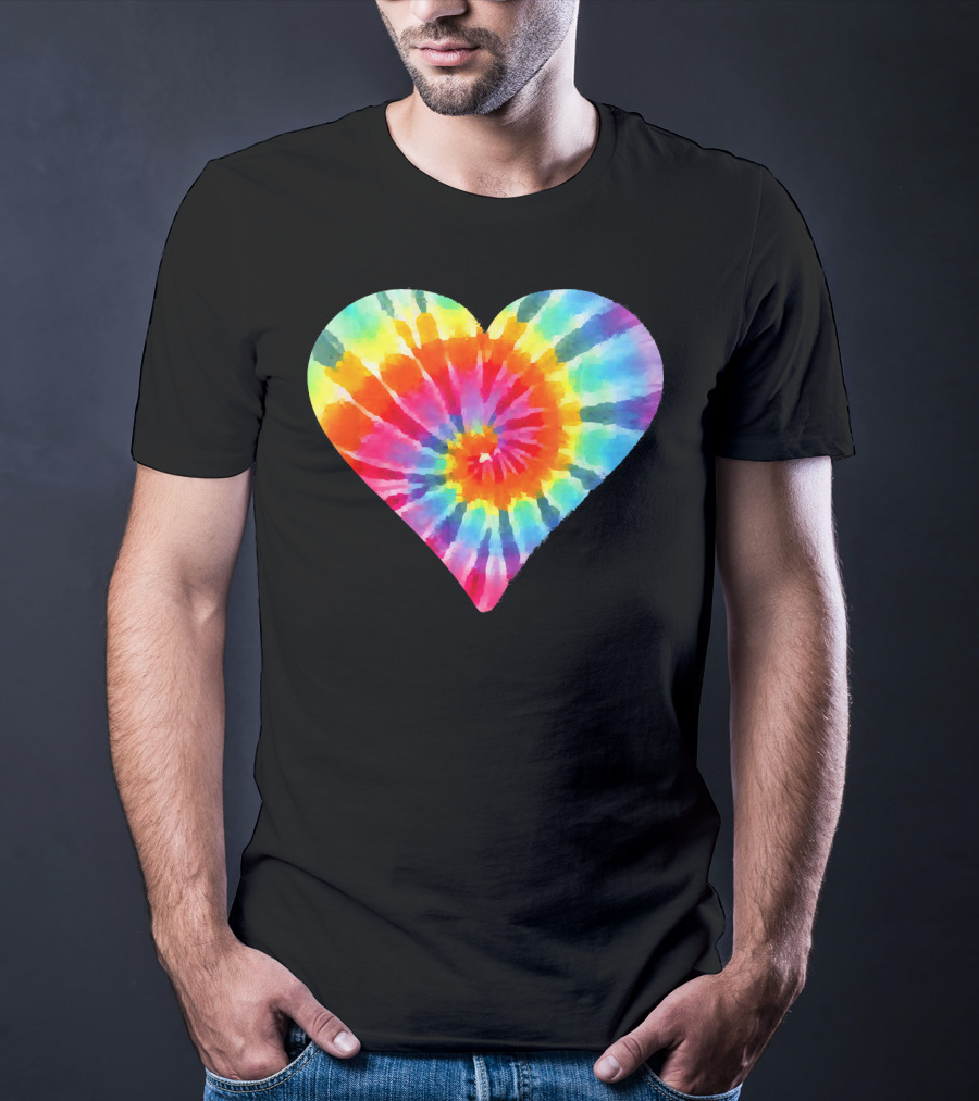 Tie Dye Hippie Heart Peace Spiral Rainbow Heart T-Shirt