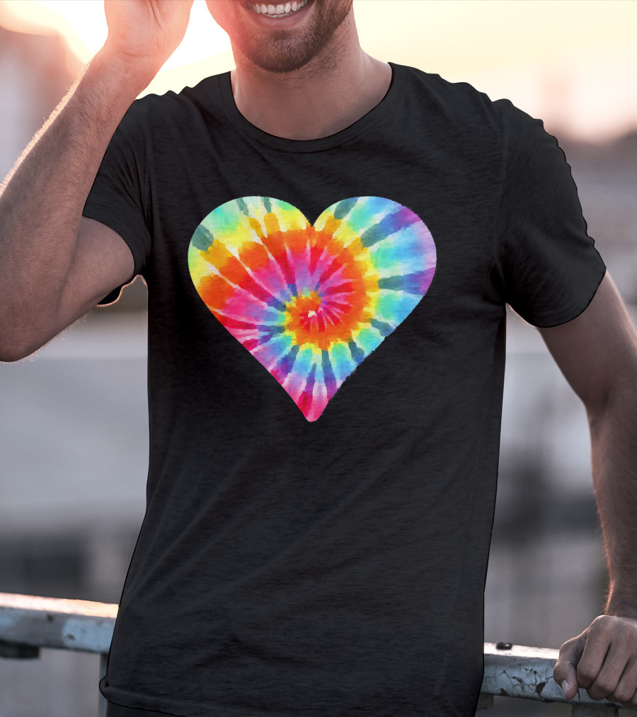 Tie Dye Hippie Heart Peace Spiral Rainbow Heart T-Shirt
