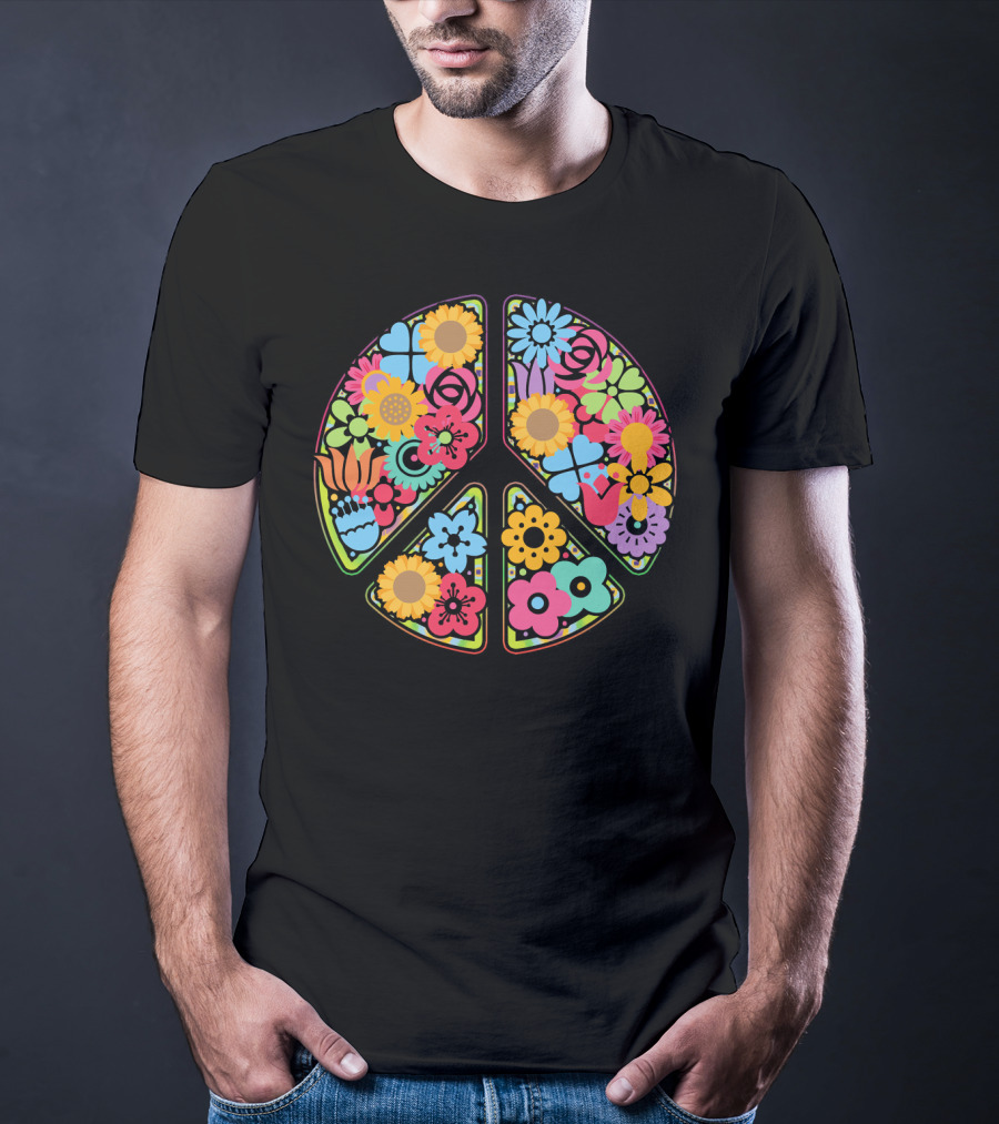Flower Peace Love Imagine Floral T-Shirt