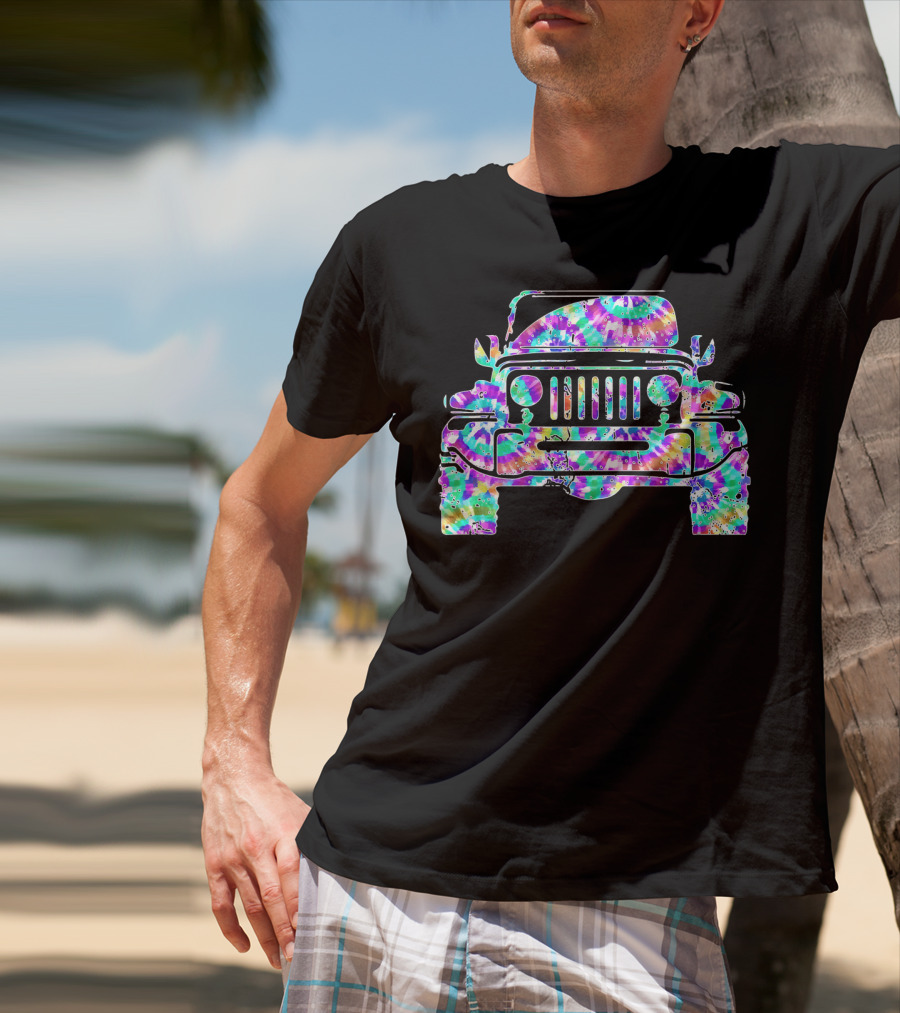 Tie Dye Jeeps Hippie Peace Retro Off-Road Adventure T-Shirt