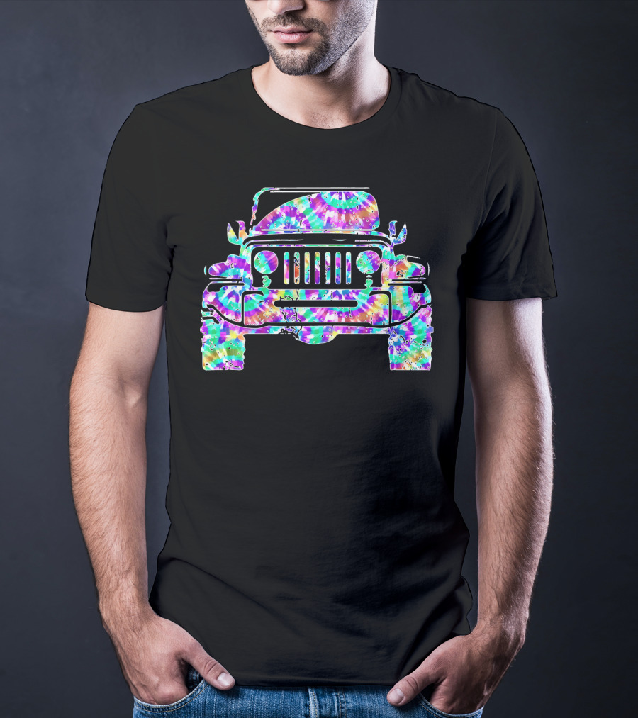 Tie Dye Jeeps Hippie Peace Retro Off-Road Adventure T-Shirt