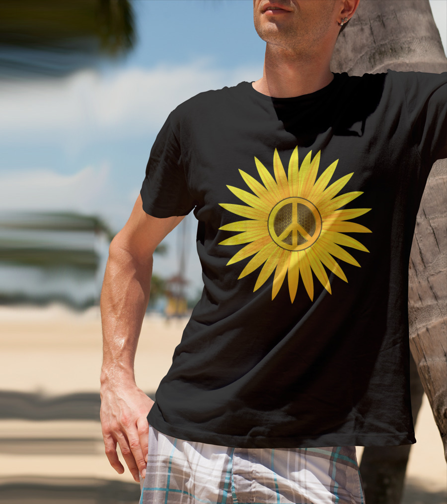 Peace Love Sunflower Cute Sun Hel Sunflower Peace T-Shirt