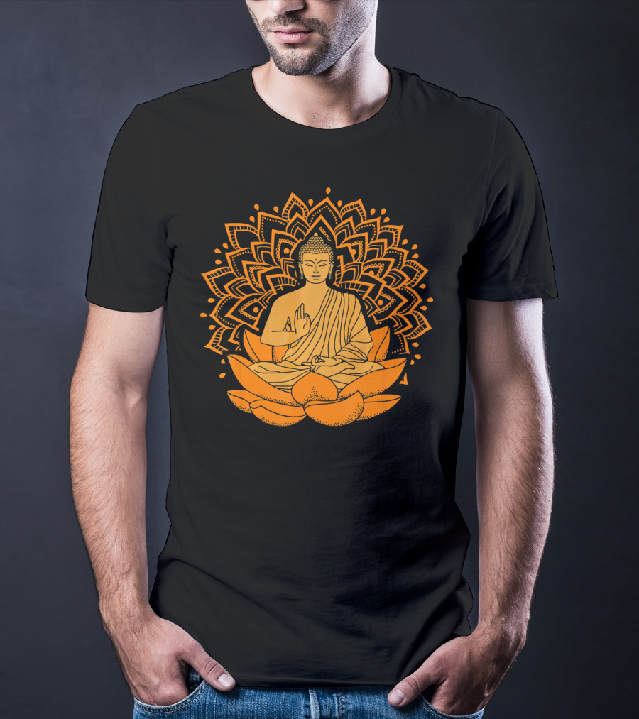 Inner Peace Buddha On Lotus Mandala Relax And Let It Go T-Shirt