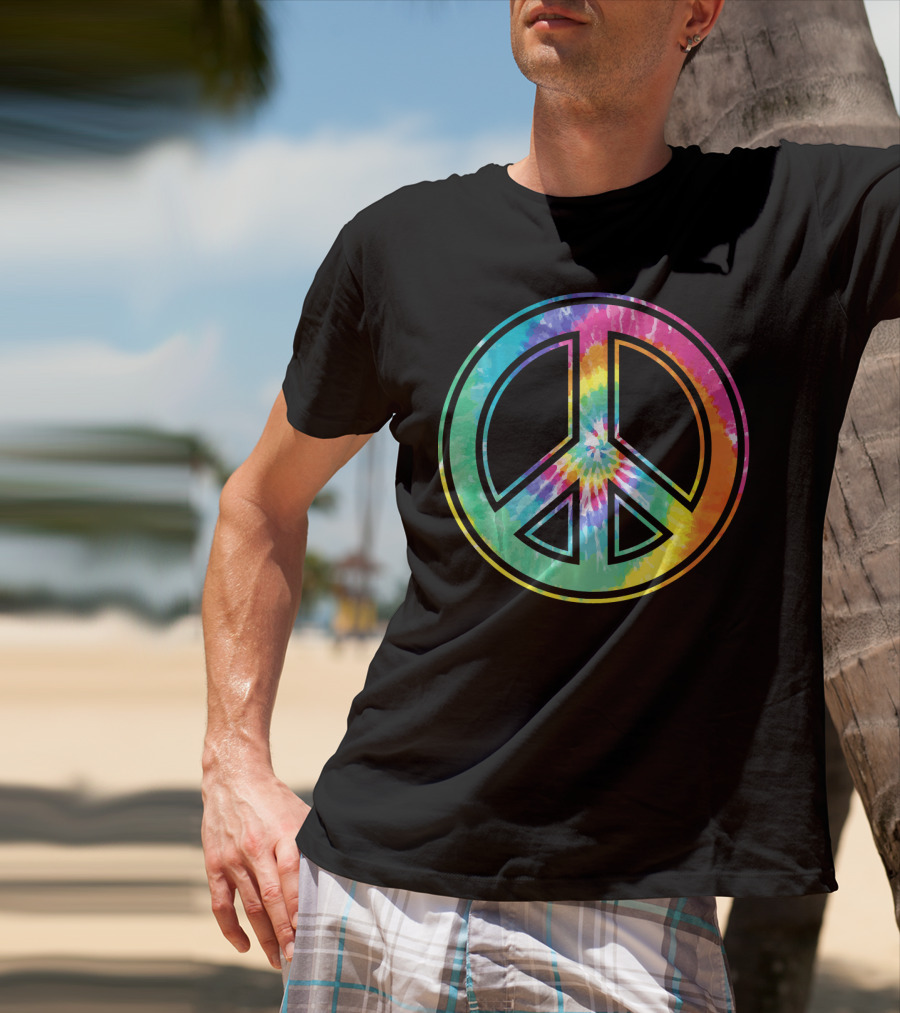Tie Dye Peace Sign Rainbow Colors T-Shirt
