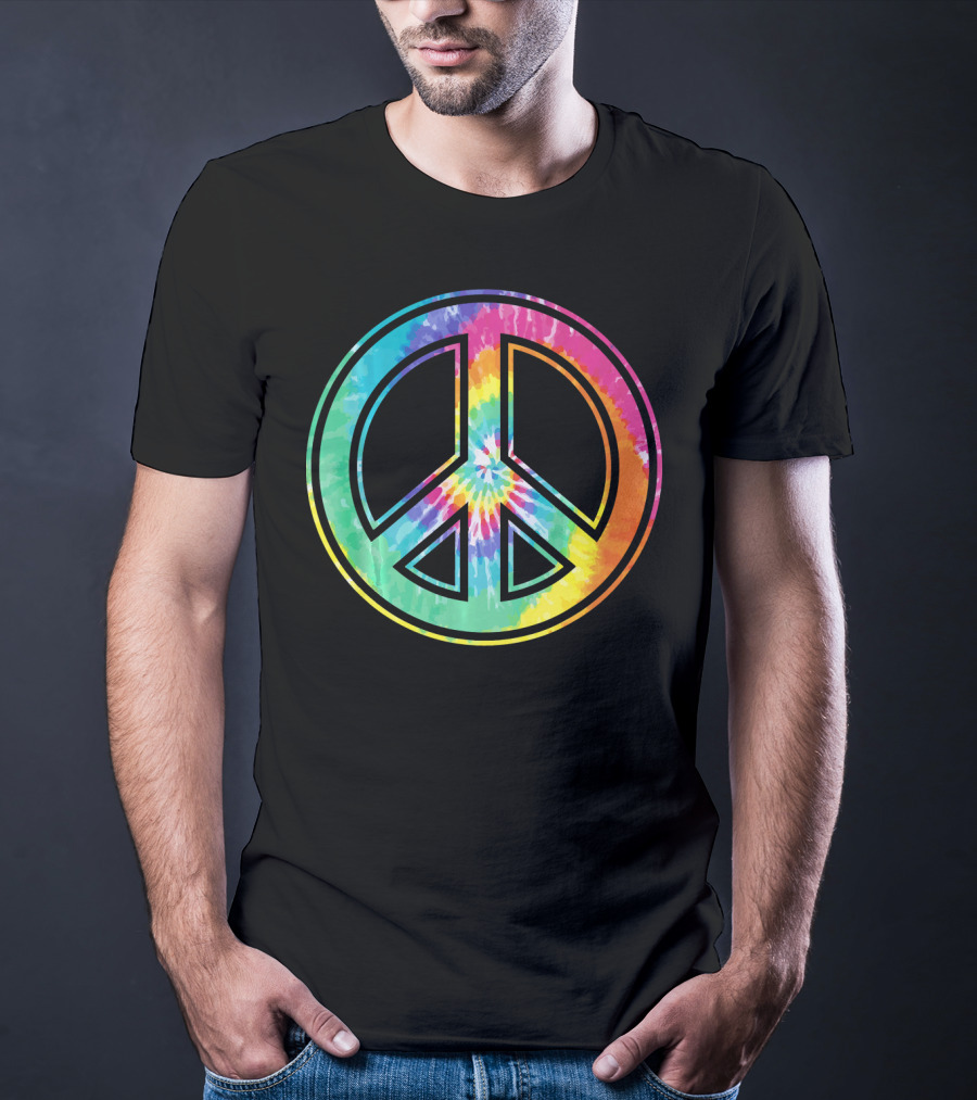 Tie Dye Peace Sign Rainbow Colors T-Shirt