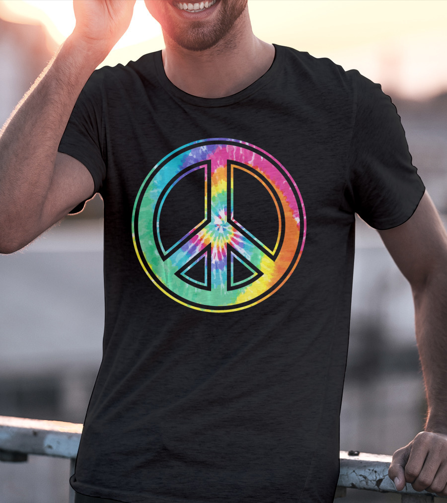 Tie Dye Peace Sign Rainbow Colors T-Shirt