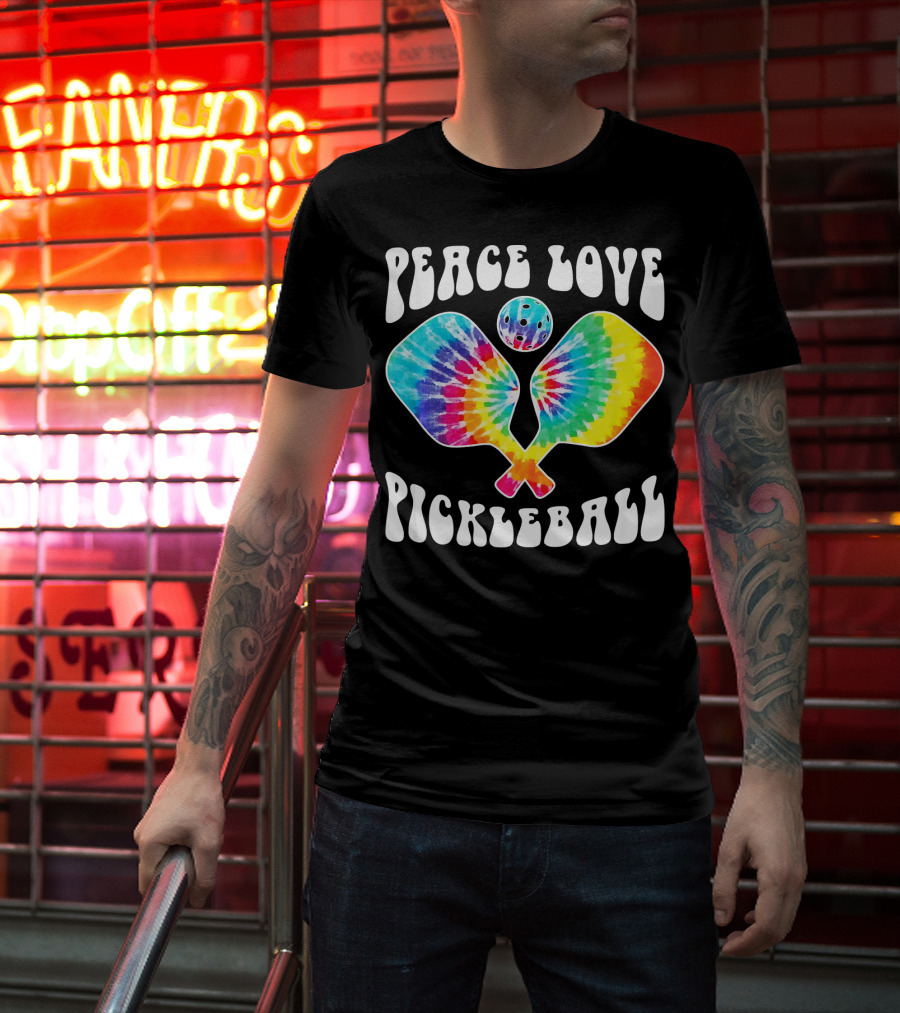 Peace Love Pickleball Vintage Tie Dye Paddles T-Shirt