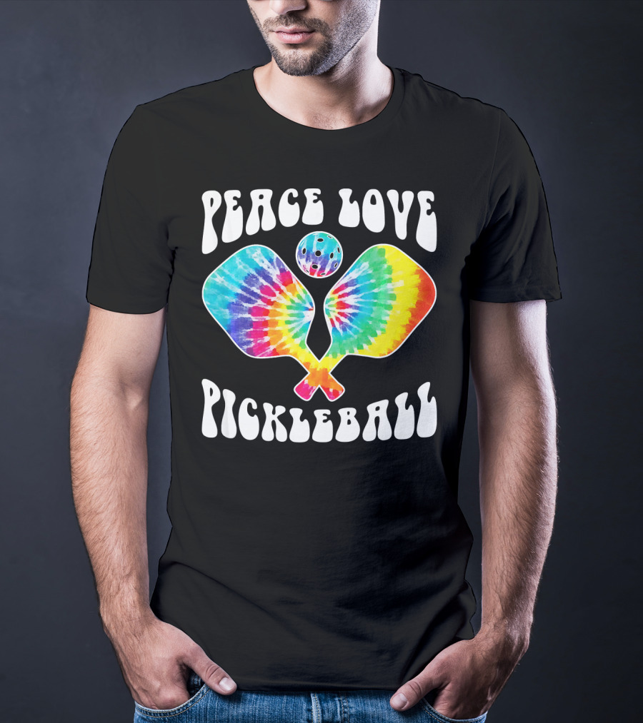 Peace Love Pickleball Vintage Tie Dye Paddles T-Shirt