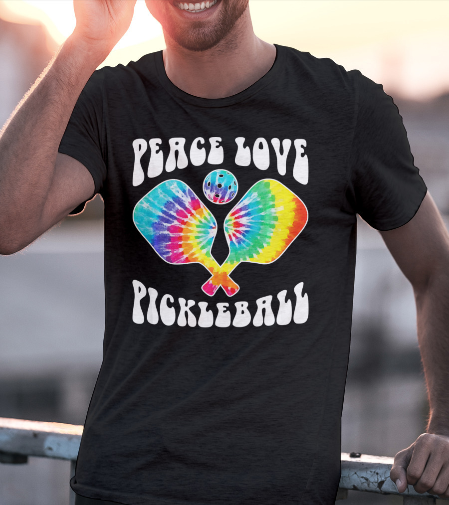 Peace Love Pickleball Vintage Tie Dye Paddles T-Shirt