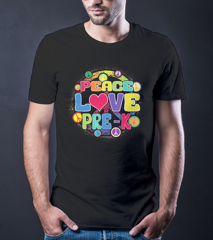 Peace Love Pre-K Rainbow Peace Signs T-Shirt
