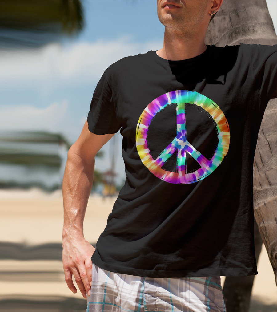 Colorful Tie Dye Peace Sign Vibrant T-Shirt