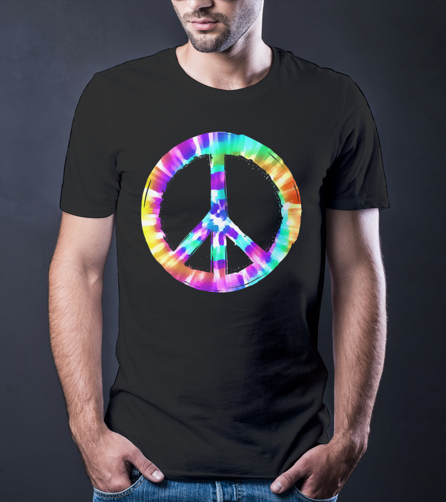 Colorful Tie Dye Peace Sign Vibrant T-Shirt