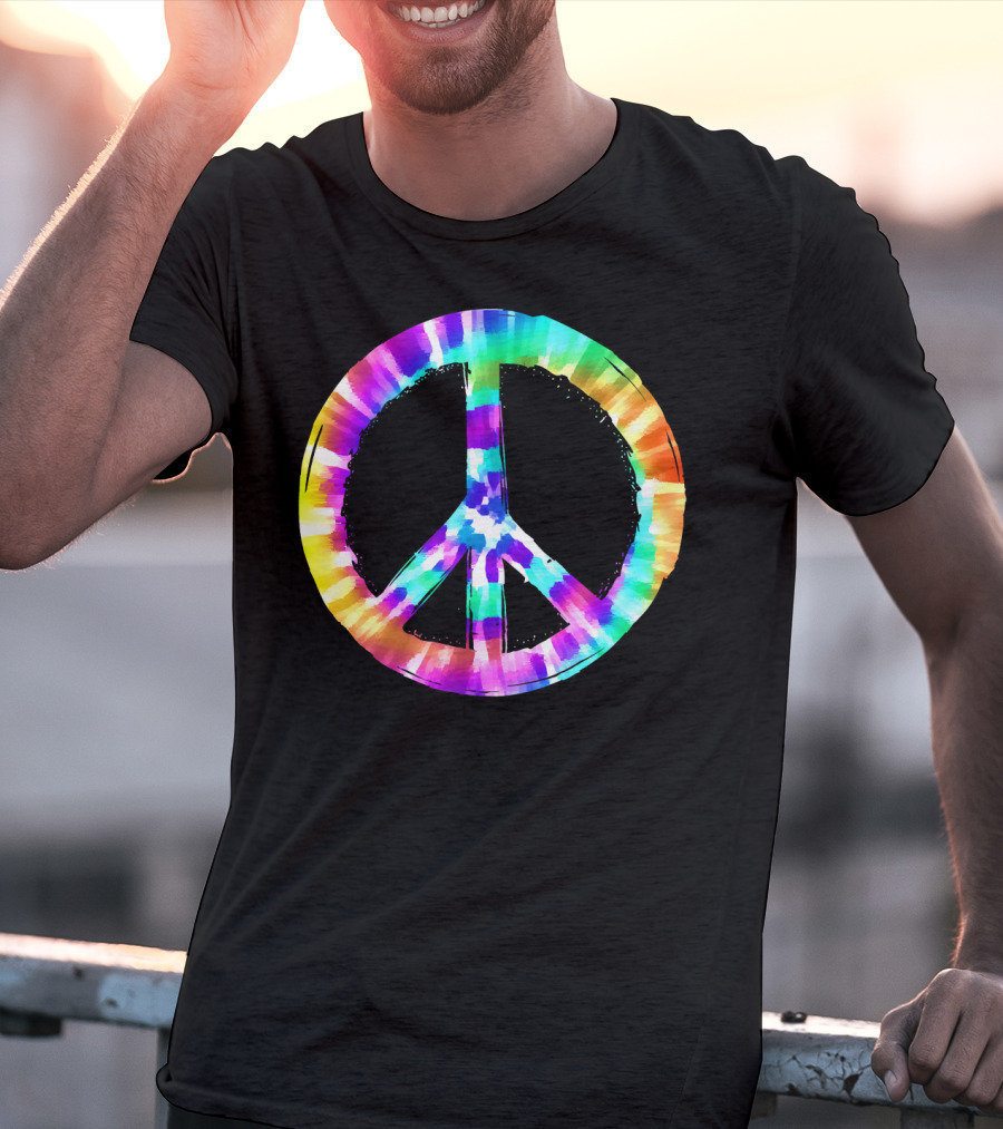 Colorful Tie Dye Peace Sign Vibrant T-Shirt