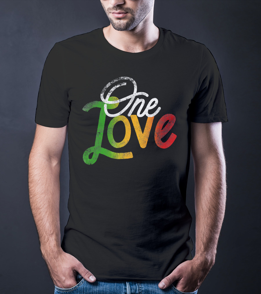 One Love Heart Rasta Reggae Roots Clothi Vintage Rastafarian Colors T-Shirt