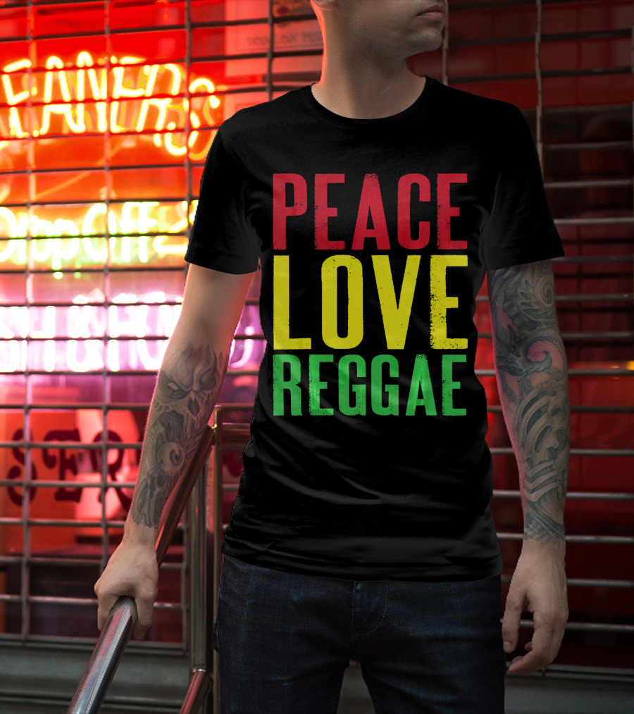 Peace Love Reggae Jamaican Colors T-Shirt
