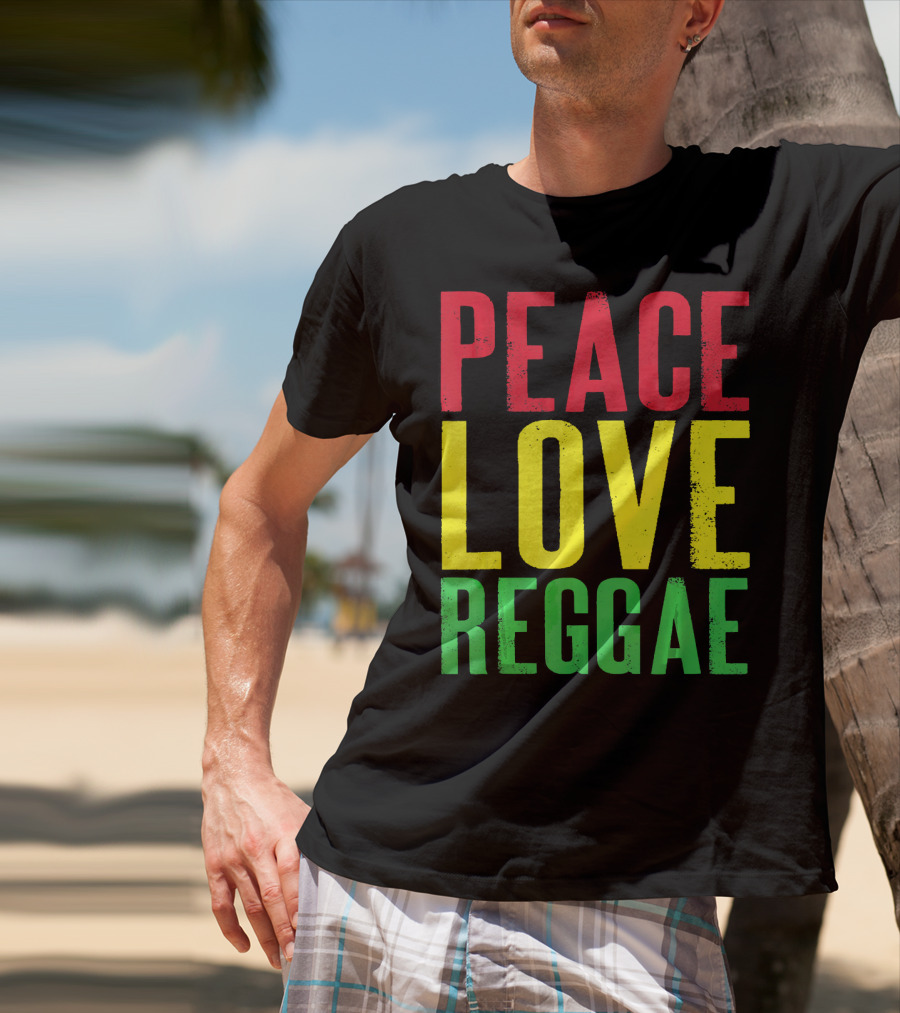 Peace Love Reggae Jamaican Colors T-Shirt